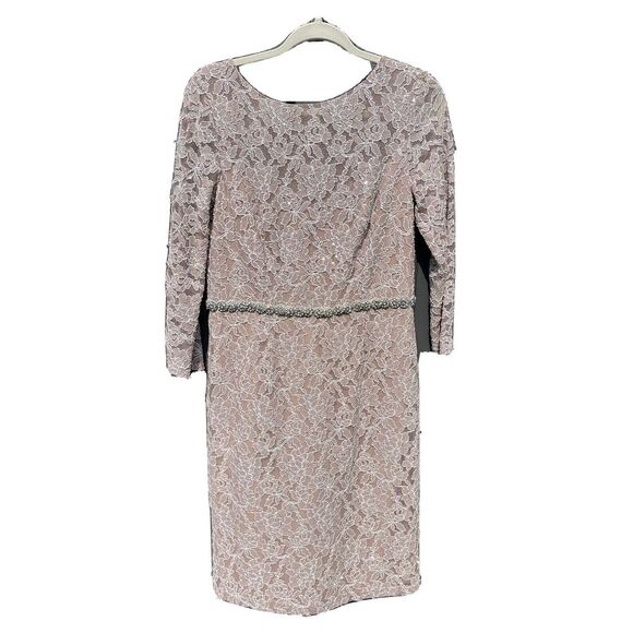 CACHET SEQUINED LACE SHEATH DRESS - Silver/gold Rhinestones Sz 8 Sparkle Shimmer - Picture 3 of 10